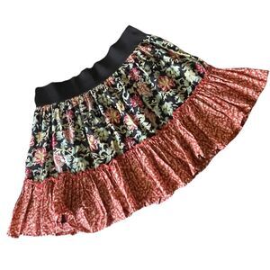 Xhilaration Floral Pattern Tiered Mini Skirt with‎ Elastic Waistband Boho XL